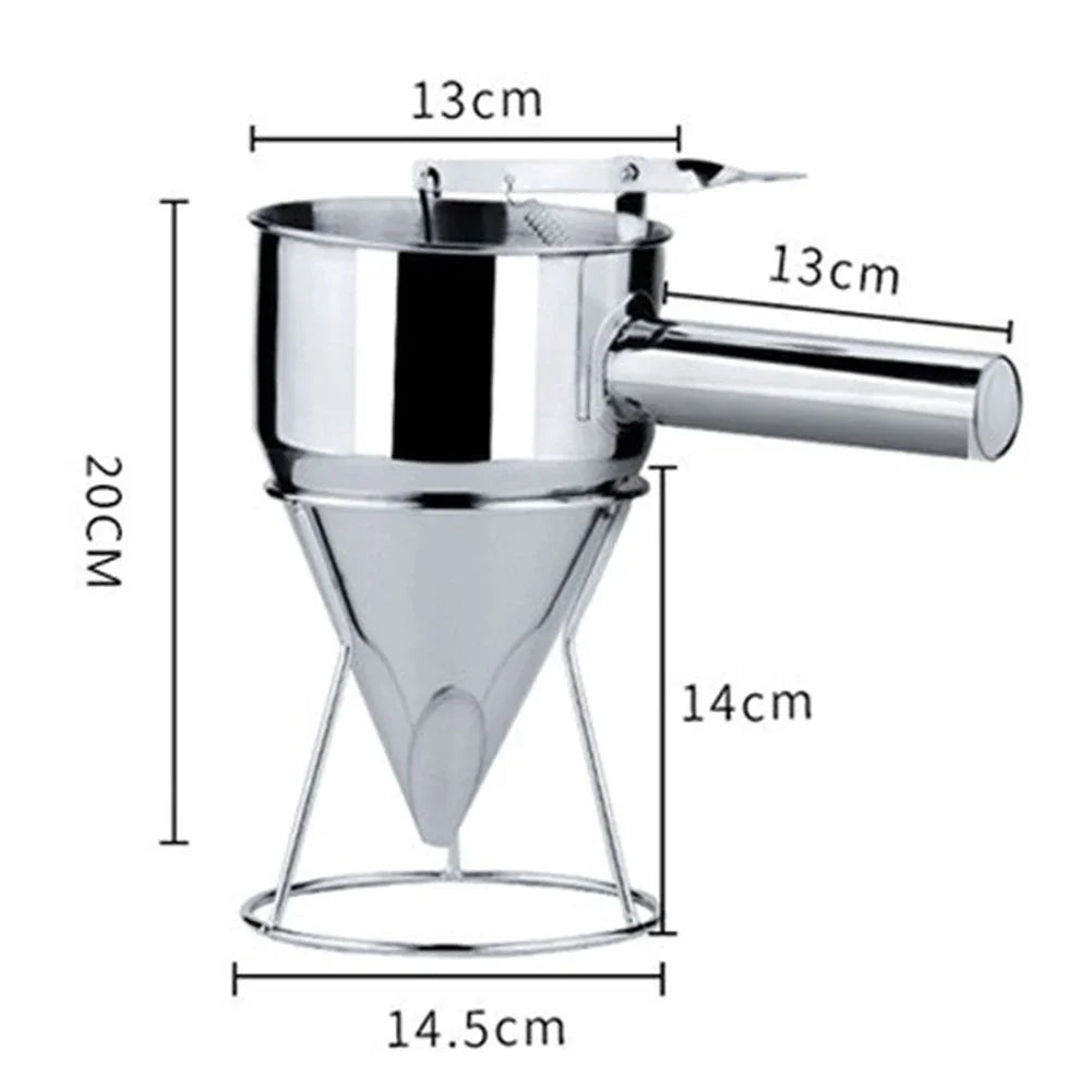 600/1200ML Stainless Steel Ideal Liquids Kitchen Big Funnel Spice Octopus Balls Tool with Rack Funnel Cooking Funnel with Handle