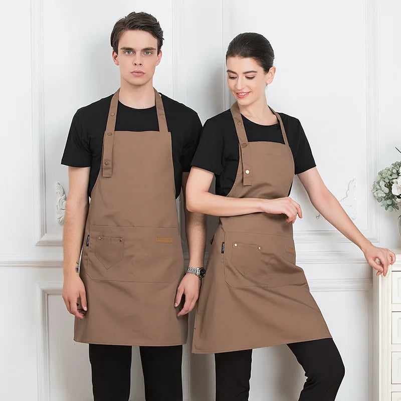 Custom Company Shop LOGO Kitchen Aprons For Woman Men Chef Work  Grill Restaurant Bar Shop Cafes Beauty Nails Studios Uniform
