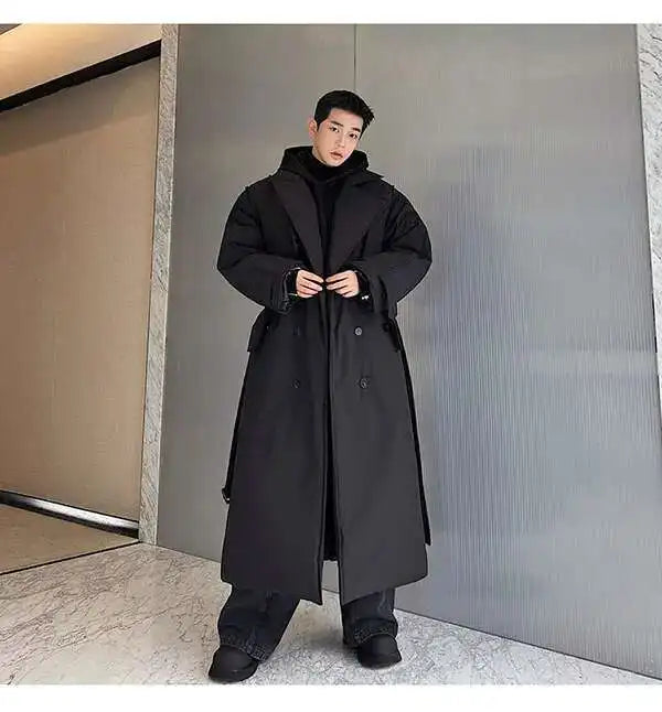 LUZHEN Winter Stylish Double Breasted Long Padded Coat Men's Original Design Thickened Knee-length Trench Trendy 2023 New Cac4db