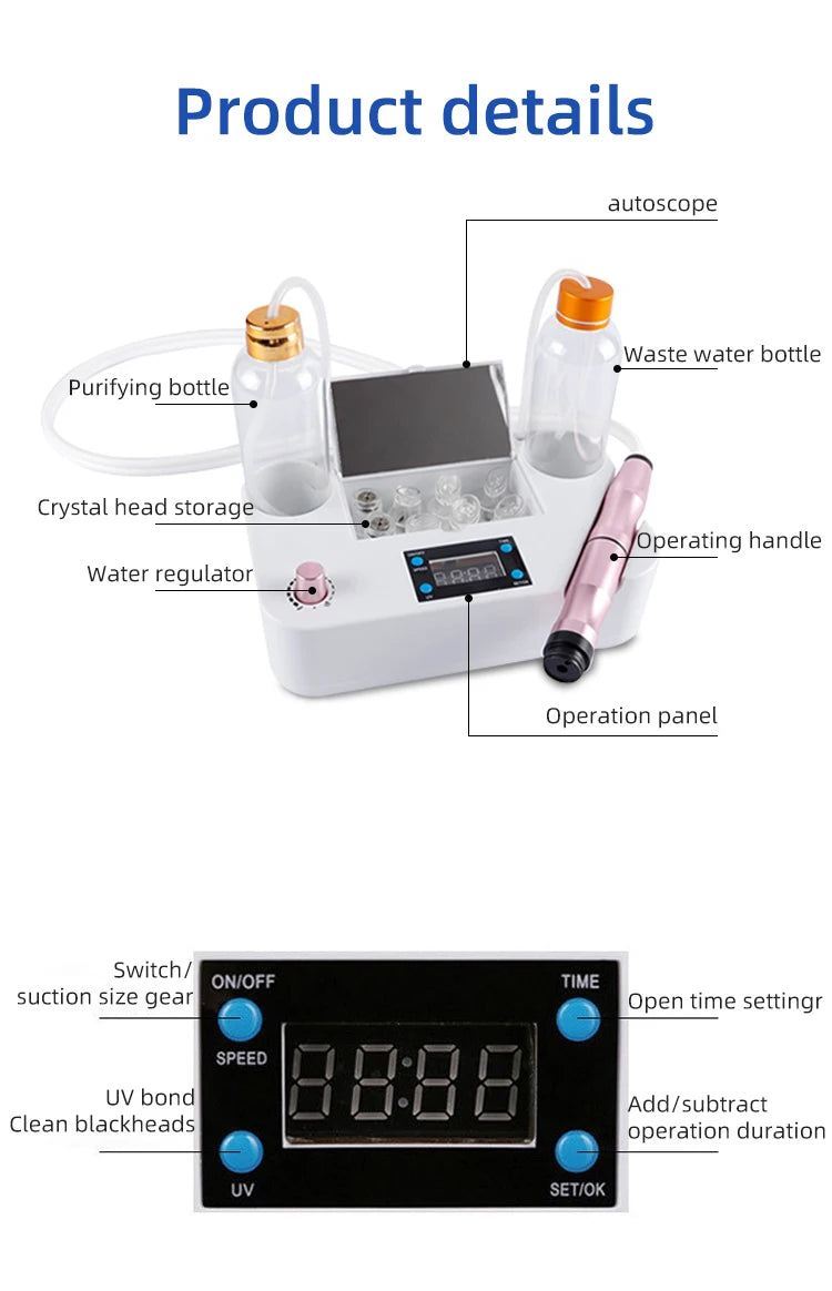 Small Bubble Beauty Device Cleansing Machine Blackhead Removal Water Spray Hydro Jet Face Pores Vacuum Suction Acne Cleaner
