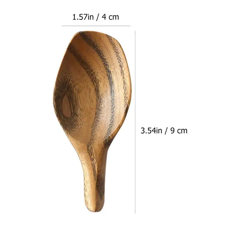 2Pcs Short Handle Wide Mouth Spoon Japanese Wooden Scoops Mini Condiment Spoons Kitchen Dining Bar Sugar Spoons Dessert Spoons