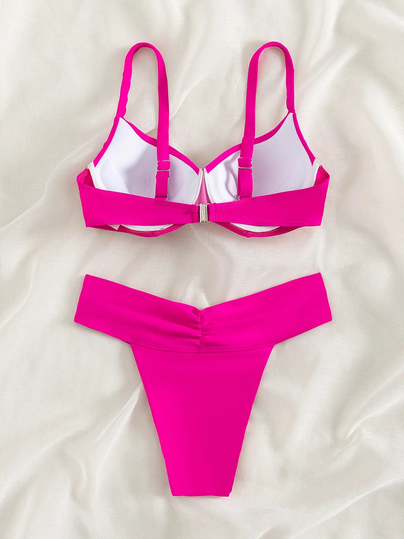 Vigoashely 2025 Sexy Pink Strapped Bikini High Waist Cut Push UP Swimsuit Women Swimwear Biquinis Backless Beach Bathing Suit