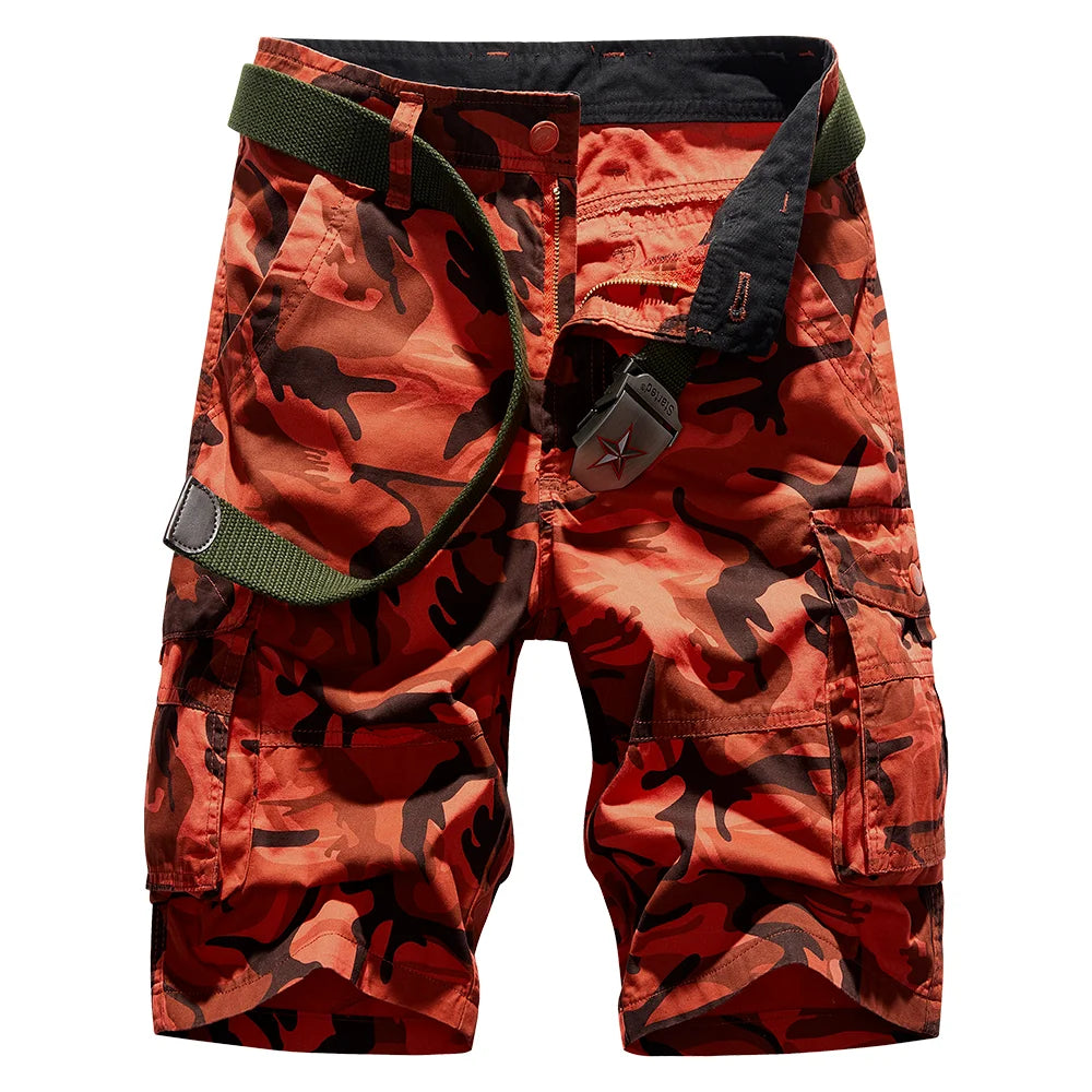 Military Men Camouflage Tactical Cargo Shorts Summer New Y2k Multiple Pockets Loose Big Size Outdoor Sports Knee Lenght Pants