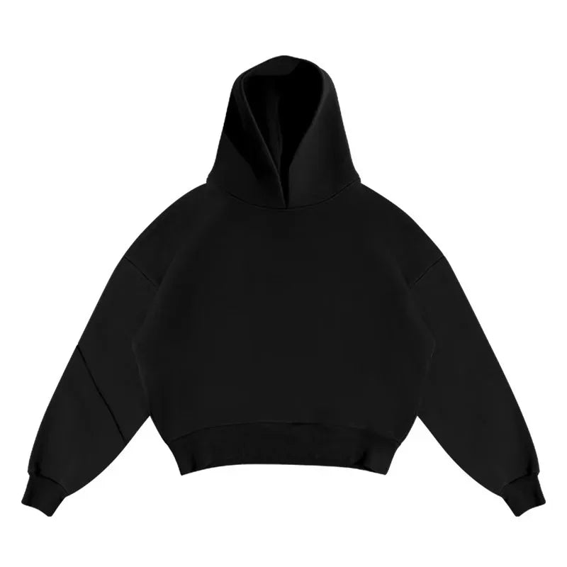 Korean Fashion Solid Color Sweatshirt Fleece Two-Piece Men's Y2K New Harajuku Casual Joker Straight Pants Couple Street Wear