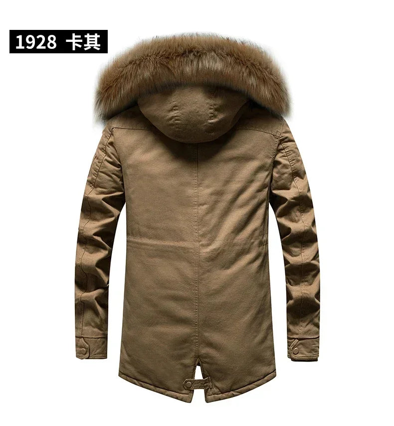 Camouflage Jacket Winter Hooded Velvet Thick Windproof Coat Men Warm Male's Medium-long Parkas New Mens Camo Parka Coat