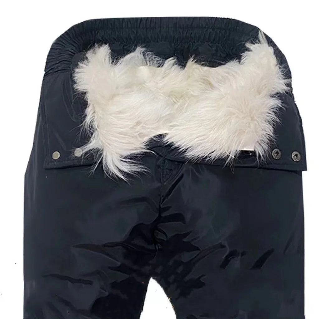 Real Wool Pants High Waist Thicken Thermal Trousers Inner 100% Sheepskin Hair Warm Pant Middle Aged Elderly Father Winter Pants