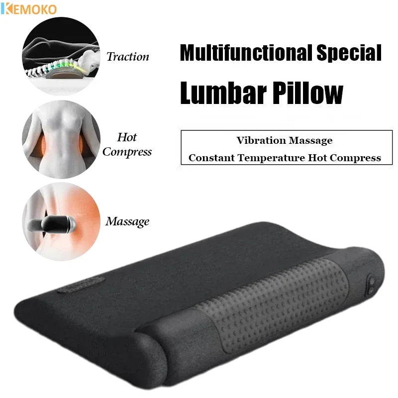Electric Neck Massage Pillow Heating Shiatsu Vibration Neck Massager Back Cervical Traction Shiatsu Memory Foam Spine Support
