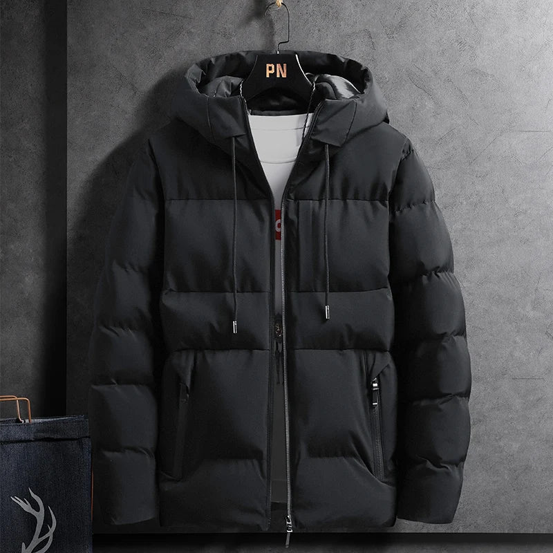 Autumn and Winter Men's Cotton Coat Hooded Jacket Warm Casual Simple Korean Version Slim Fit Cotton Coat  Trend Puffer Jacket