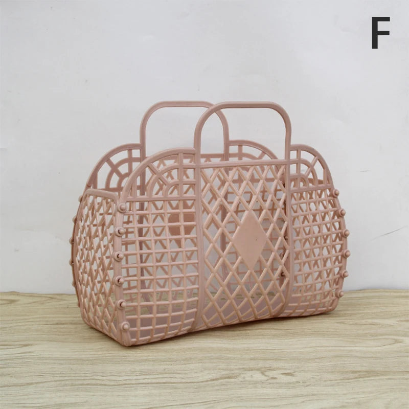 Kitchen Storage Basket Hollow Portable Shower Bath Baskets Desktop Fruit Hanging Child Toys Snack Plastic Organizer