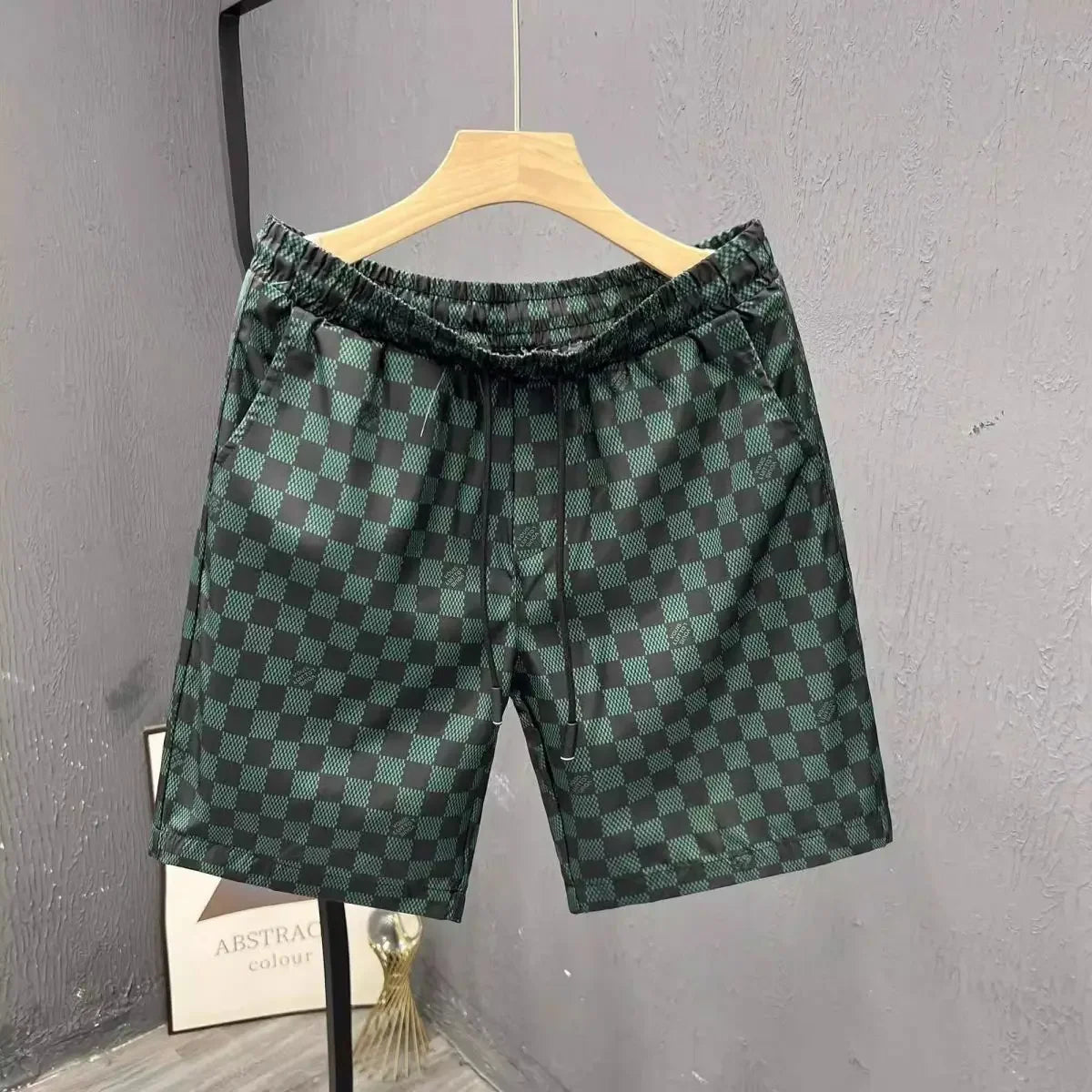 Men's Clothing Summer Trendy Plaid Shorts Fashion Brand Loose Fit Straight Leg Beach Pants Casual Versatile Stylish Comfort High