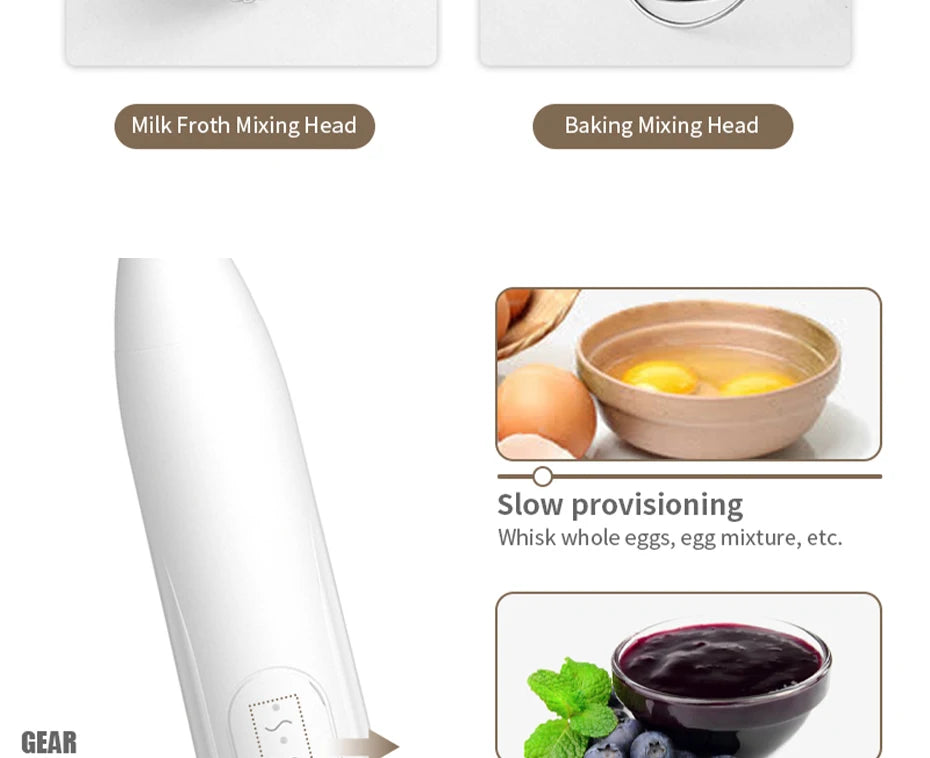Kitchen Accessories Coffee Stirrer Baking Mixer USB Charging Electric Egg Beater 2-in-1 Double Head Milk Whisk Tools Gadgets Bar