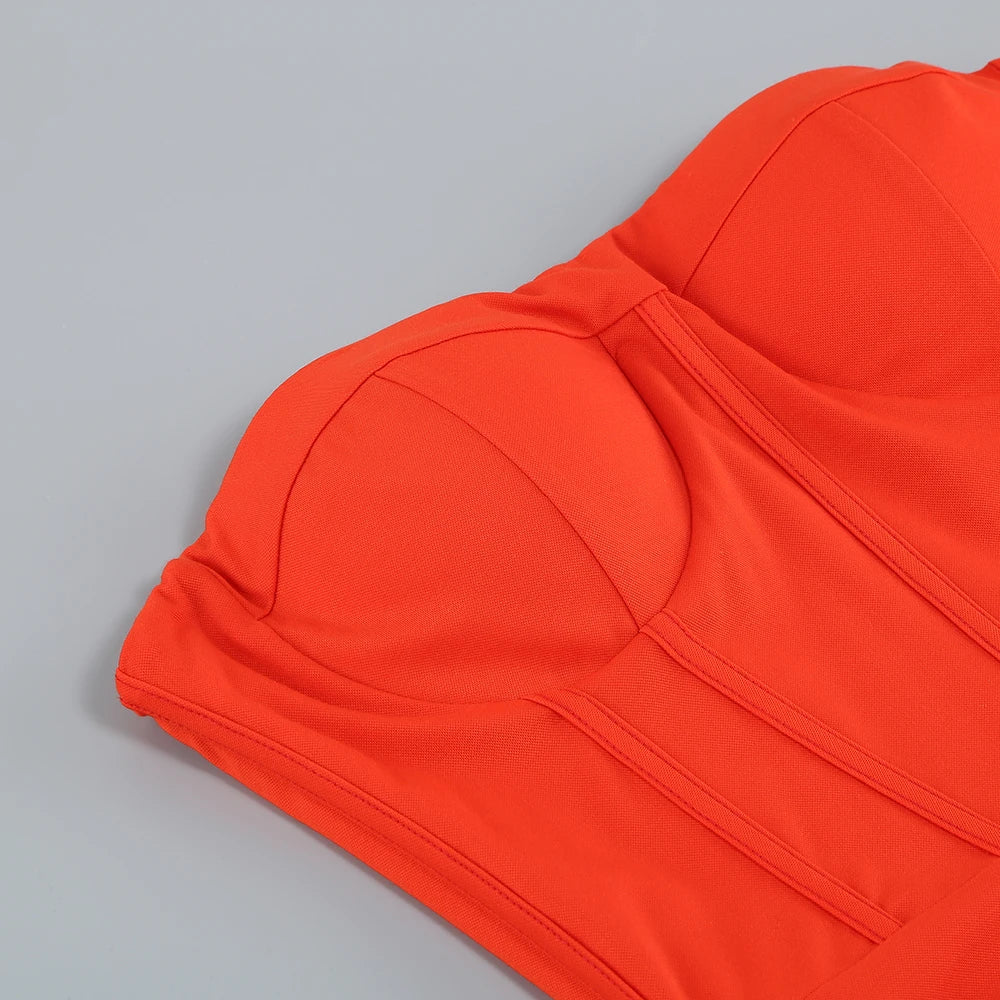 Summer New  women's Sexy breast wrapping，backless Dress, Red Wrinkled Hem Split Party ceremonial dress Long， Dress