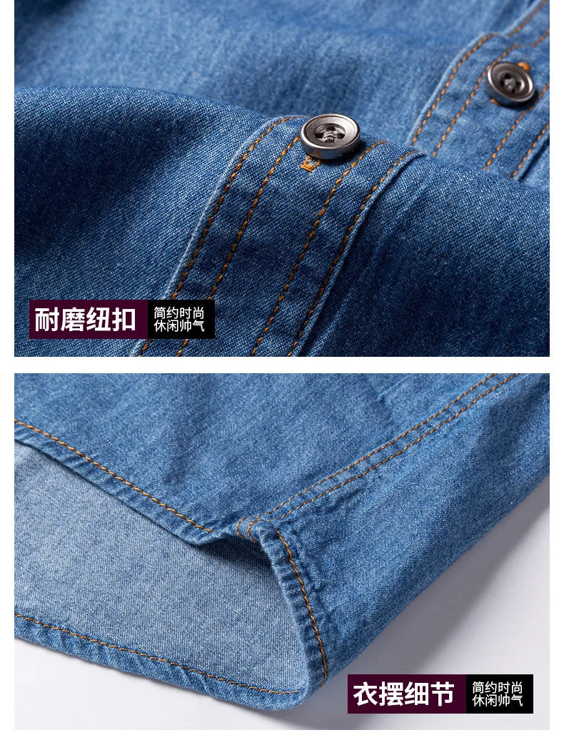 2023 Spring and Autumn Enzyme Washed Men's Long Sleeve Denim Shirt Pure Cotton Casual Fashion Outerwear Versatile Men's Clothing