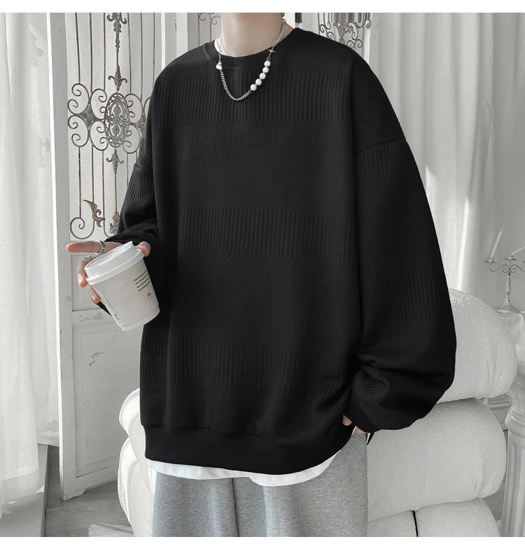2024 Hoodies Jacquard Sweatshirt Mens White Pullover Streetwear Casual Fashion Clothes Mens Oversized Korean Harajuku T Shirt