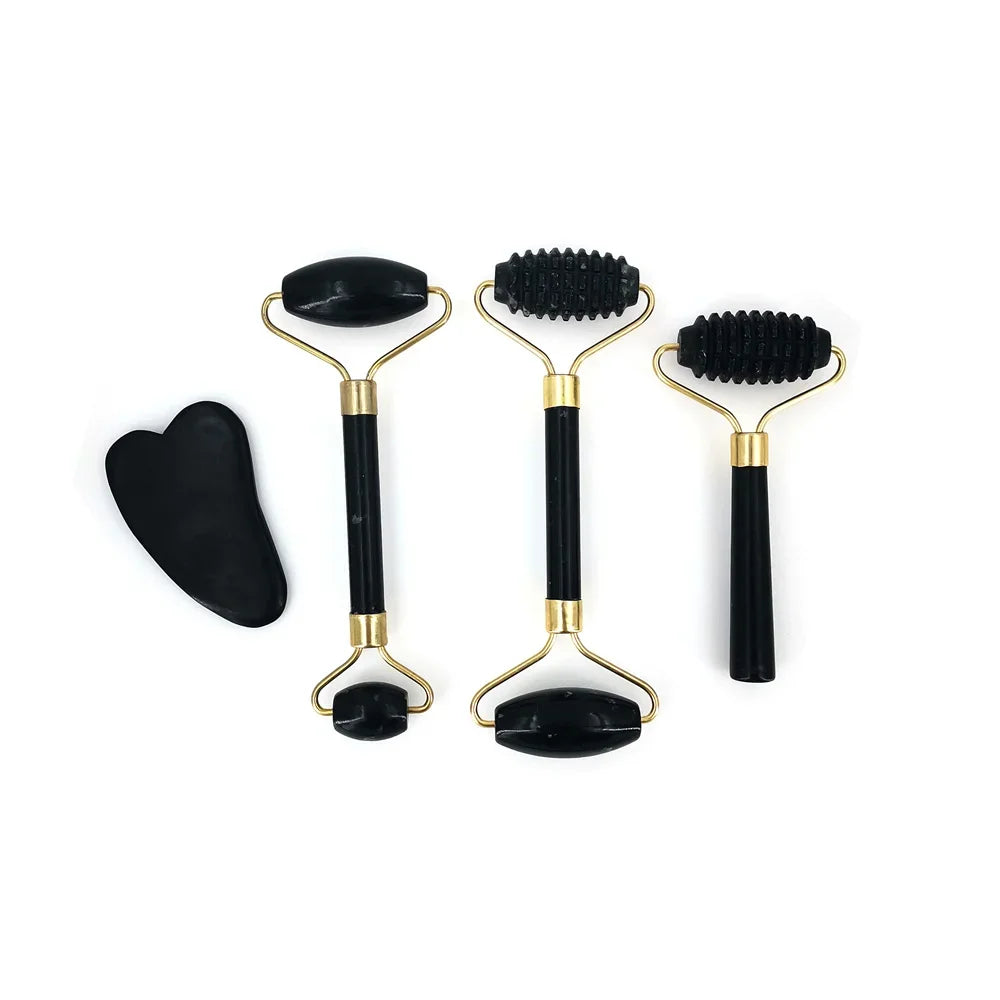 Obsidian Jade Roller Massager Gouache Scraper For Face Facial Skin Care Tools Natural Body Back Beauty Lifting Massagers Rollers
