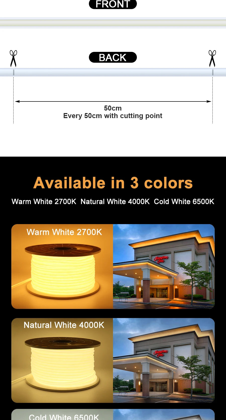 1M-50M 220V COB LED Strip Light 220V Dimmable High Bright LED Strip Waterproof Tape LED For Garden Kitchen Outdoor Strip Light