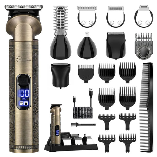 Men's 8in1 Metal shell Beard Trimmer Kit Professional Hair Clipper Nose Ear Trimer Body Facial Electric Shaver Mustache Grooming