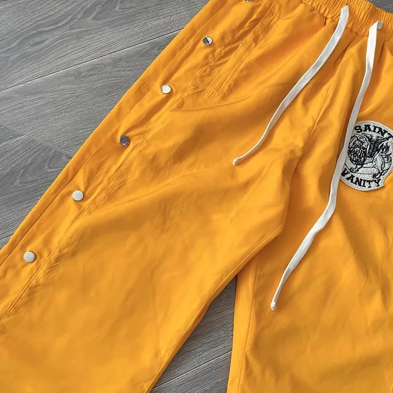 SAINT VANITY Embroidered Buckle Sports Sweatpants Jogger Men Women Drawstring Long Pants Trousers