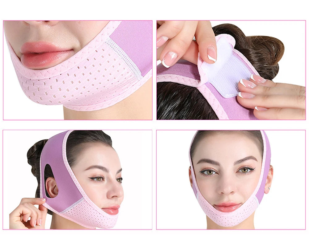 Double Chin Remover Facial Lifting Slimming Bandage V Line Shaped Cheek Face Lift Up Belt Strap Jaw Face Tightening Massagers