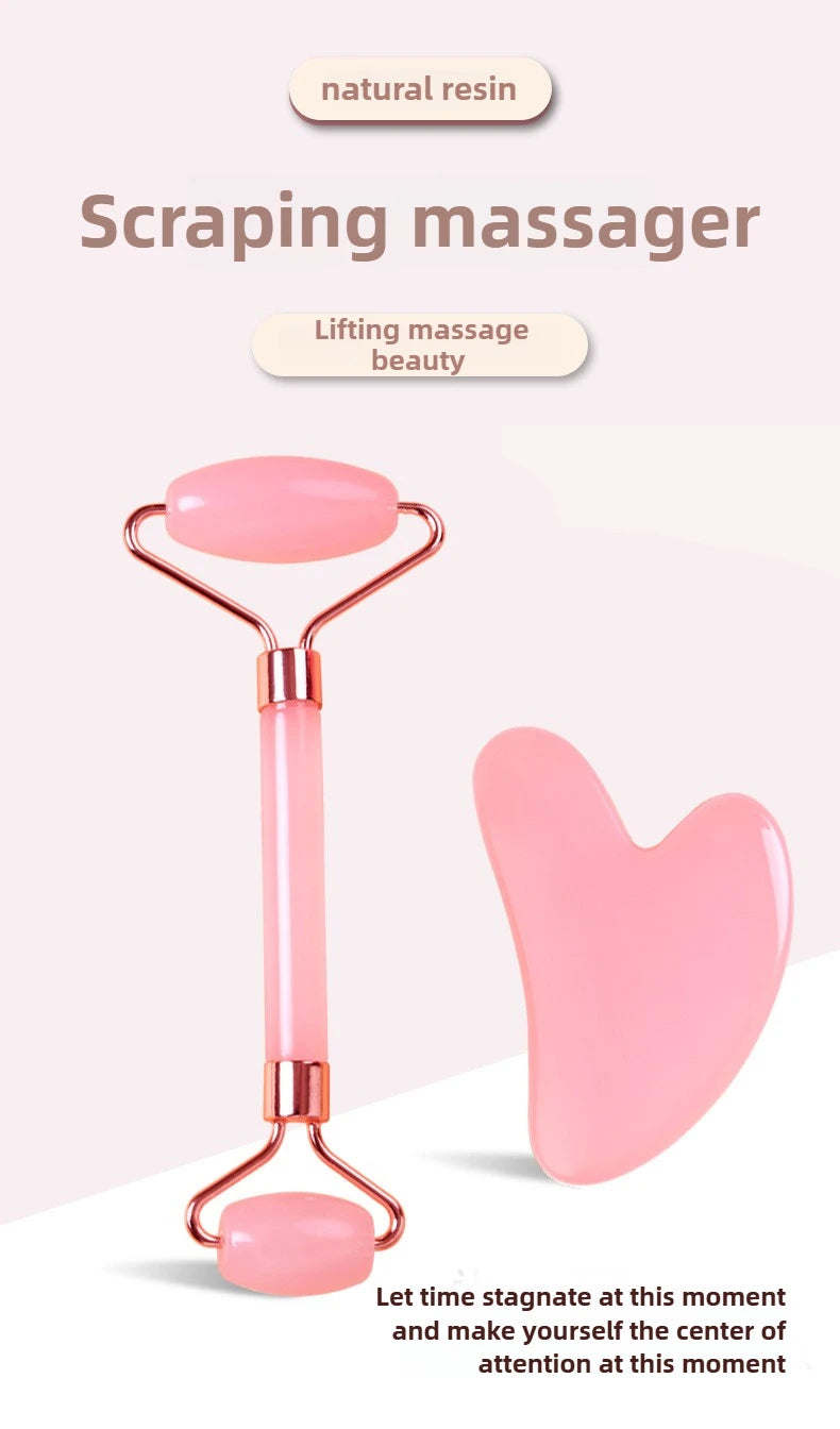 Gua Sha Massage Board for Face Rose Pink Guasha Set Plate Jade Face Massager Scrapers Tools for Face Neck Back Body
