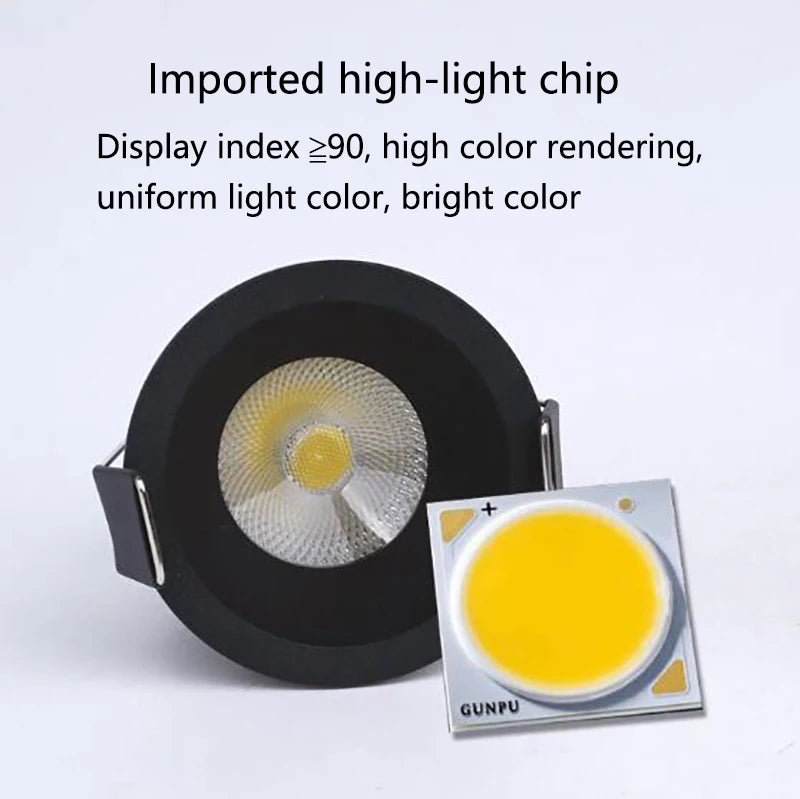 Anti-Corrosion Dimmable LED Downlight 3W 5W Anti-Glare Led Ceiling Lamp LED Spot Lighting Bedroom Kitchen COB Recessed Downlight