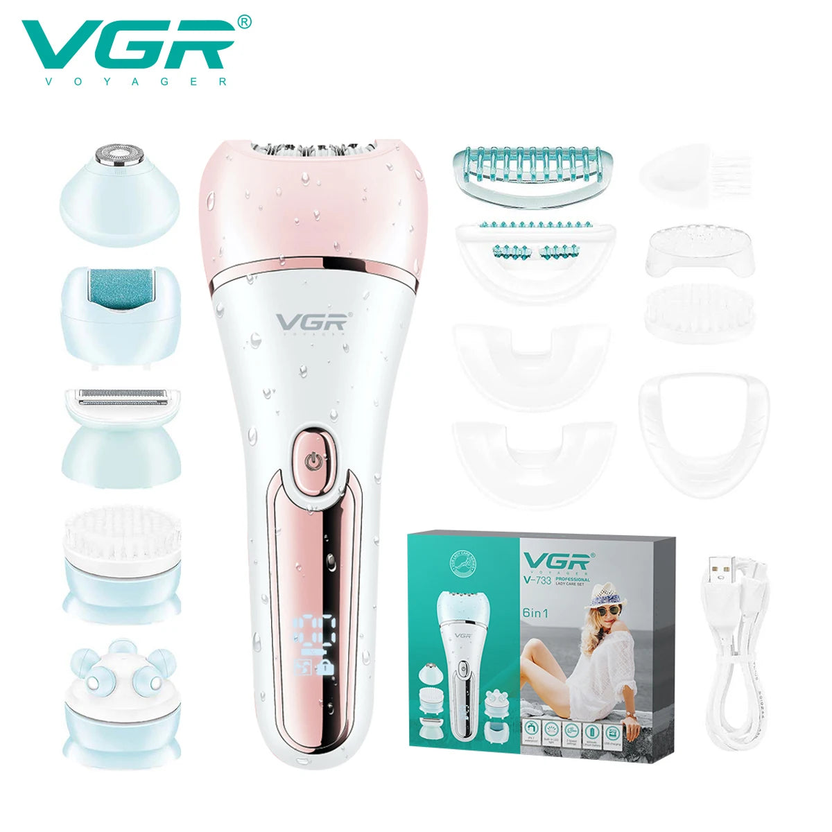 VGR Hair Trimmer Professional Hair Removal Tool Electric Epilator Lady Shaver Waterproof Hair Remover Epilator for Women V-733