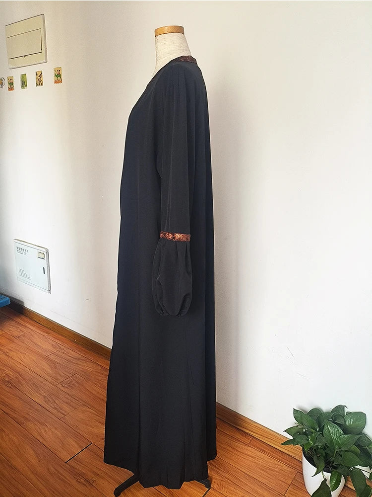 Muslim Women Hijab Dress 2 Piece Set Eid Lantern Sleeve Maxi Long Dress Islamic Clothing Caftan Kimono Big Swing Abaya Dresses