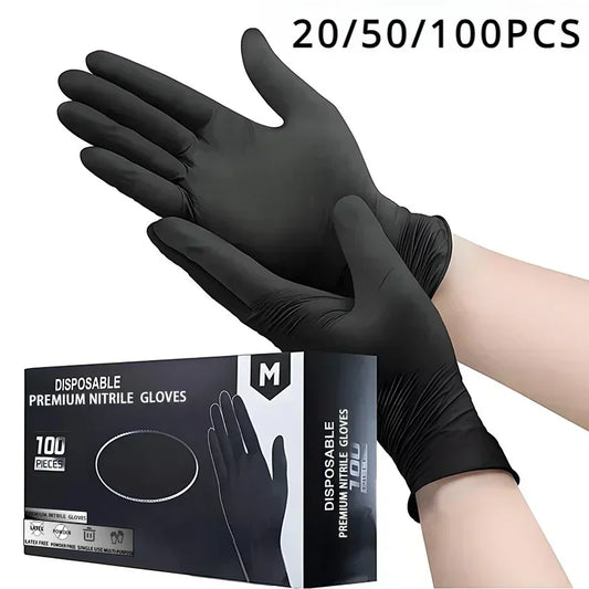 20/50/100PCS Disposable Black Nitrile Gloves,Household Cleaning Nitrile Gloves Latex Free, for Kitchen and Bathroom Cleaning
