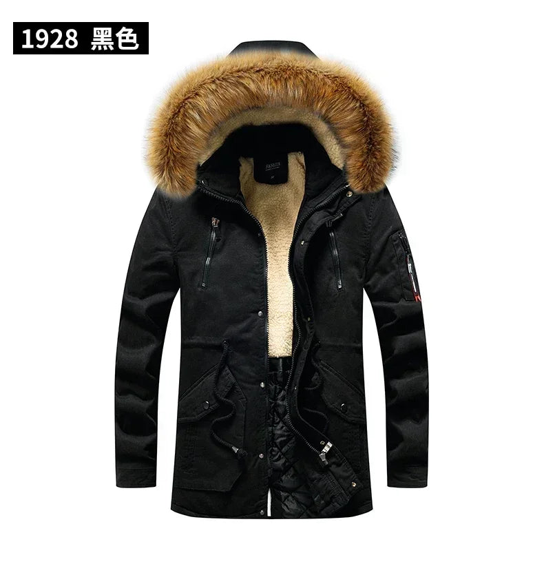 Camouflage Jacket Winter Hooded Velvet Thick Windproof Coat Men Warm Male's Medium-long Parkas New Mens Camo Parka Coat