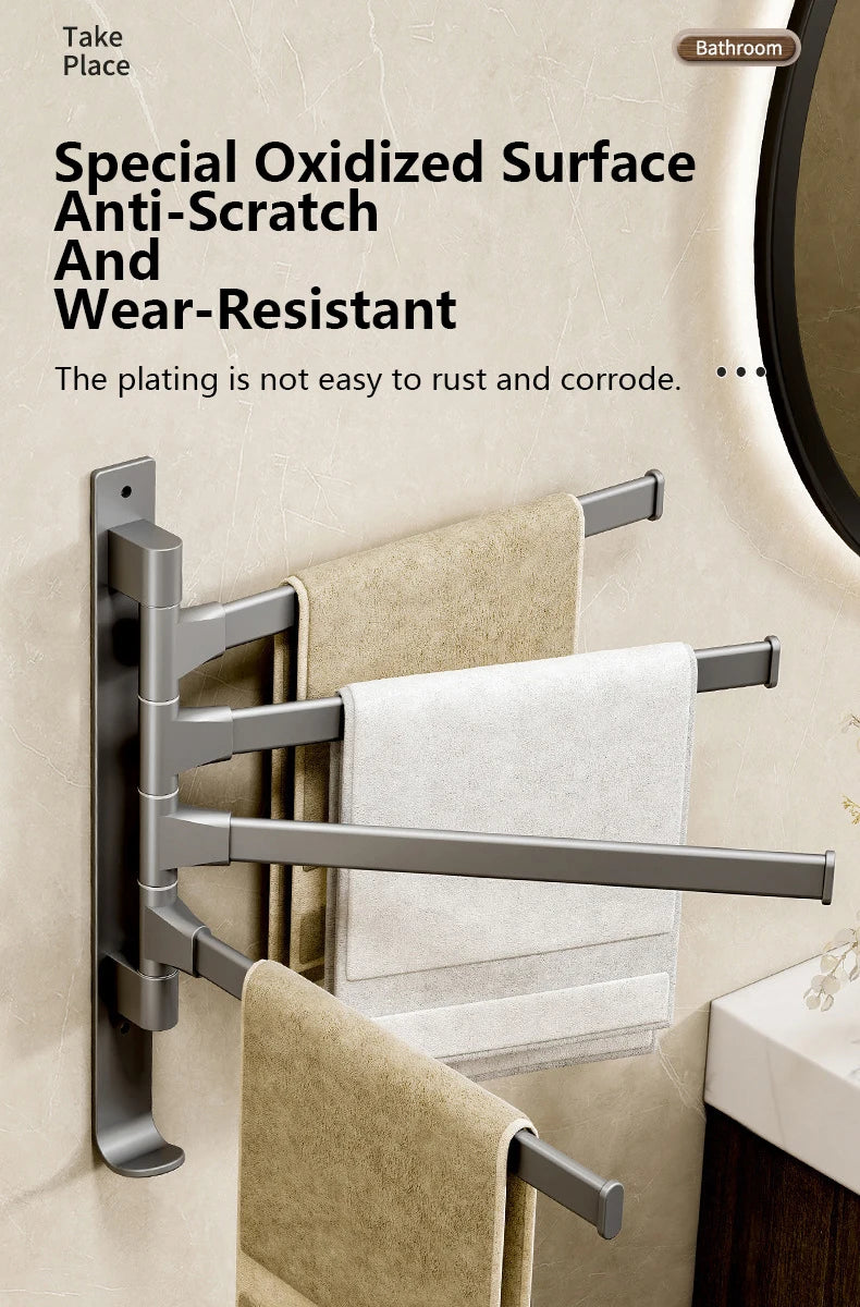 Bathroom Towel Rack Rotatable Towel Holder Space Aluminum 1/2/3/4/5-Bar Towel Hanger Kitchen Kitchen Hanging Wall Mounted