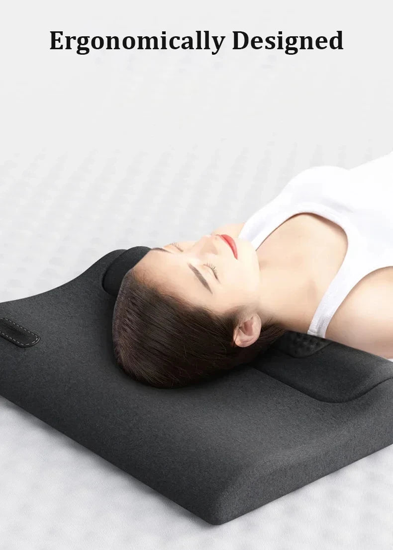 Electric Neck Massage Pillow Heating Shiatsu Vibration Neck Massager Back Cervical Traction Shiatsu Memory Foam Spine Support