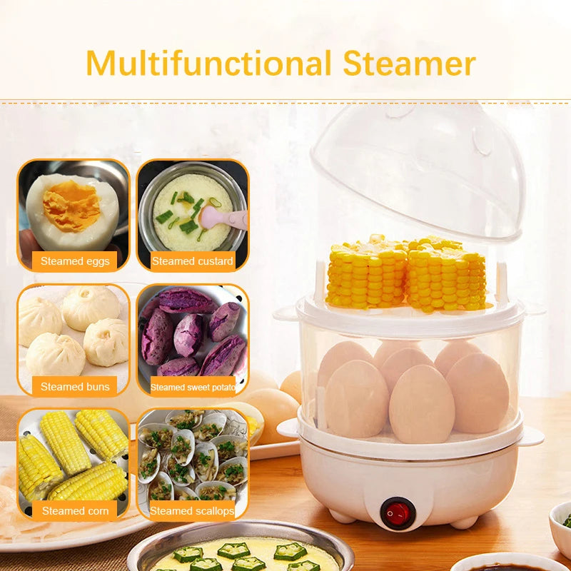 Multi Function Egg Steamer Electric Egg Cooker Corn Milk Steamed Kitchen Cooking Machine Rapid Double Layer Egg Boiler Steamer