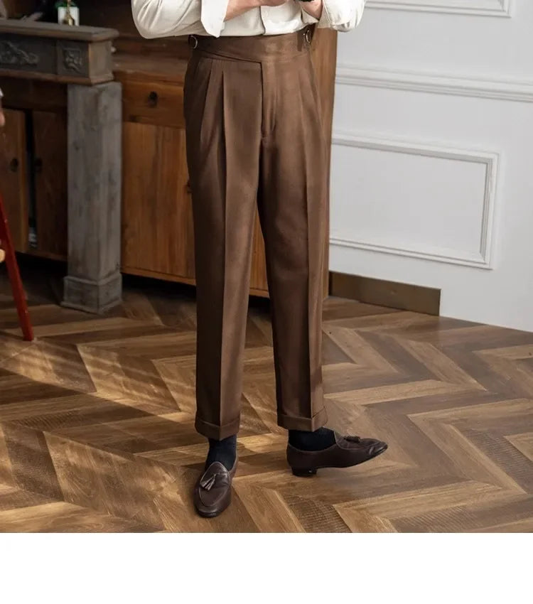 2023 Autumn/winter New Italian Style High-waisted Straight-leg Long Pants Casual Versatile Trousers For British Men