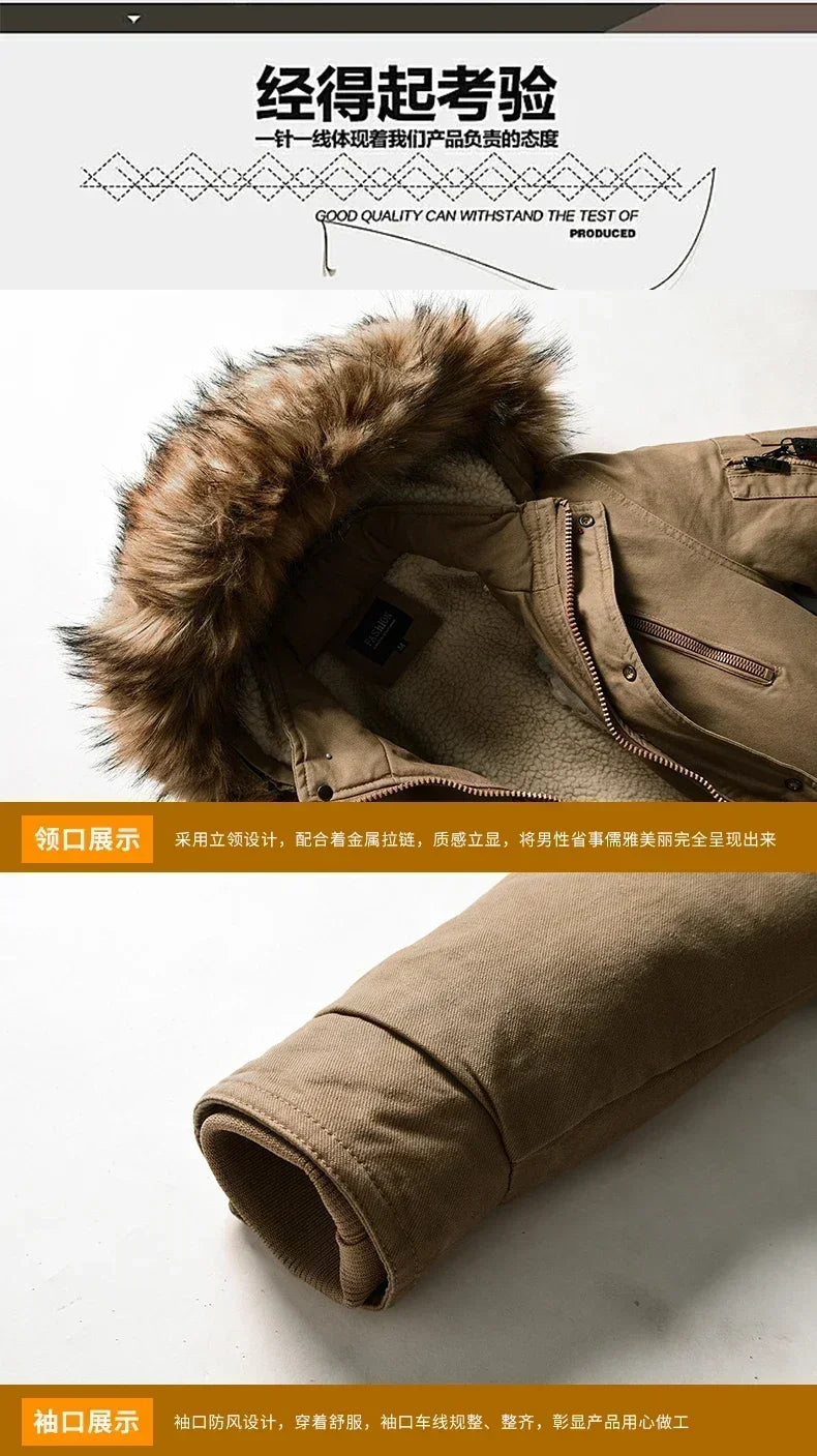 Camouflage Jacket Winter Hooded Velvet Thick Windproof Coat Men Warm Male's Medium-long Parkas New Mens Camo Parka Coat