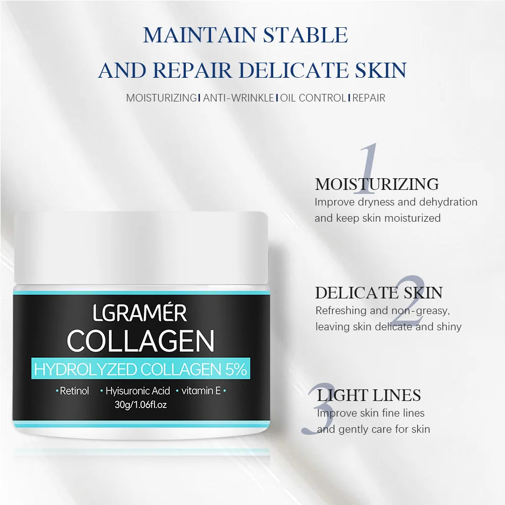 Collagen Face Creams For Men Smoothes wrinkles Firming Moisturizing Hyaluronic Acid Whitening Moisturizer Facial Skin Care 2PCS