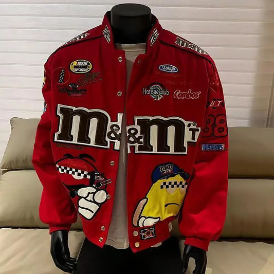 American Cartoon Embroidery Baseball Jacket Men's Women's Vintage Fashion Brand Loose Jacket Motorcycle Coat