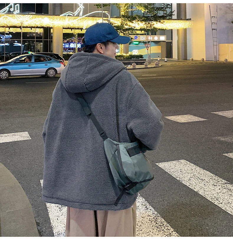 Winter Warm Coats for Men Top Grade Lamb Velvet Men's Jacket Casual Hooded Zipper Coats Fashion Warm Wool Jackets Thick Clothing