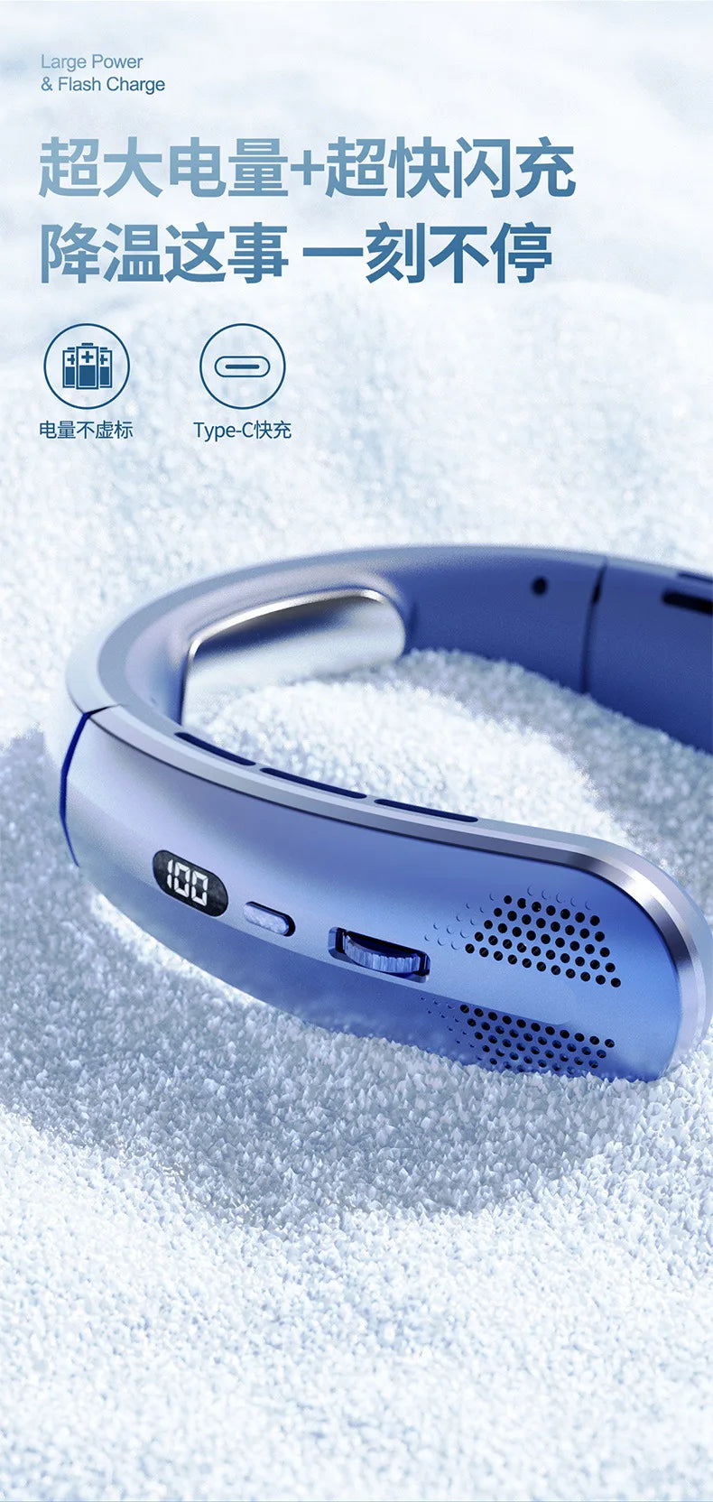 Xiaomi Youpin USB Hanging Neck Fan Portable Bladeless Mini Rechargeable Mute LED Digital Display Electric Fans Air Cooler New Mi