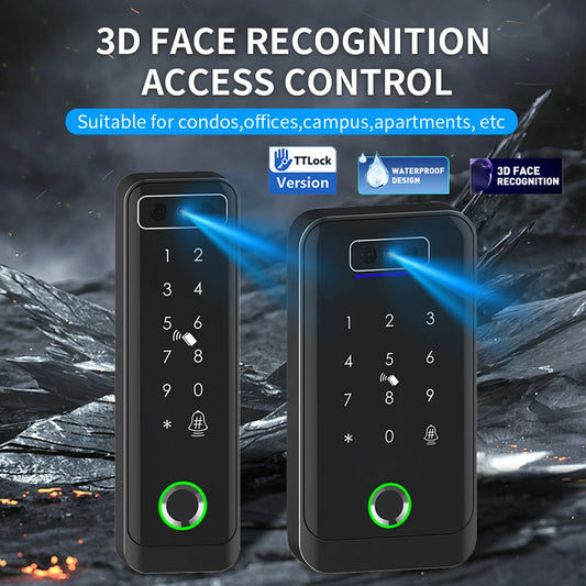 TTLOCK 3D Face Recognition Access Control Keypad Door Lock Opener Fingerprint E-Key Code App RF Remote Facial RFID Card Unlock