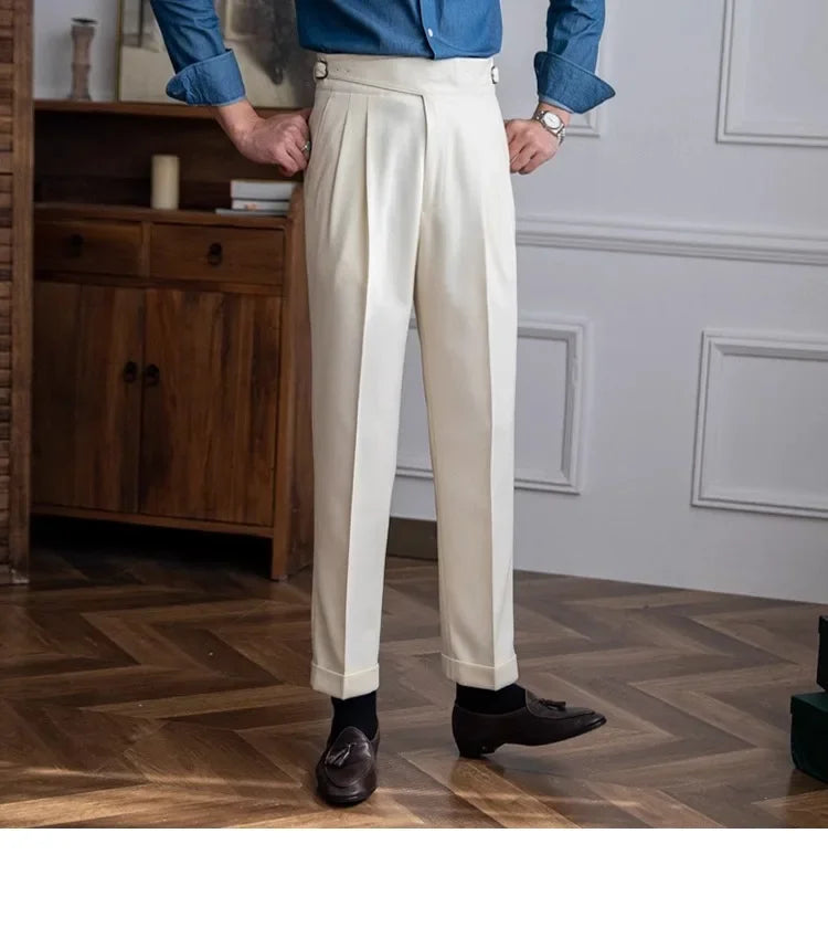 2023 Autumn/winter New Italian Style High-waisted Straight-leg Long Pants Casual Versatile Trousers For British Men