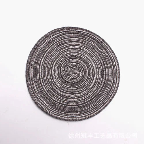 1pcs Round Table Mat Woven Ramie Placemats Anti Slip Dining Table Mats Non-Slip Tableware Bowl Pads Kitchen Drink Cup Coasters