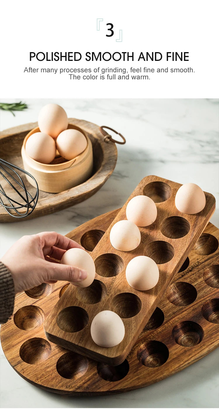 Wooden Egg Storage Box Eggs Tray Home Storage Rack Multi-Compartment Eggs Holder Kitchen Cooking Refrigerator Keep Fresh Tools