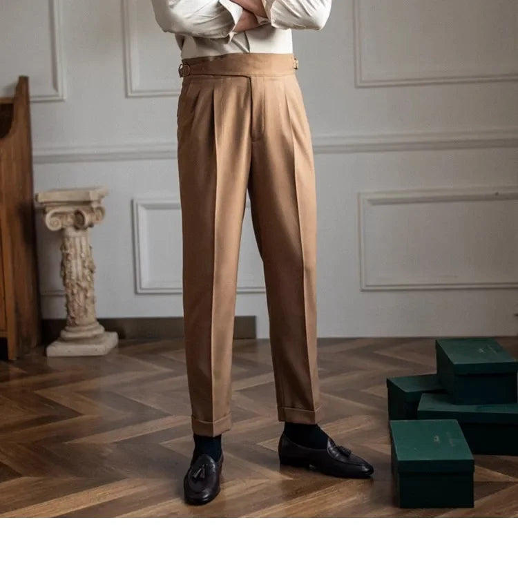 2023 Autumn/winter New Italian Style High-waisted Straight-leg Long Pants Casual Versatile Trousers For British Men