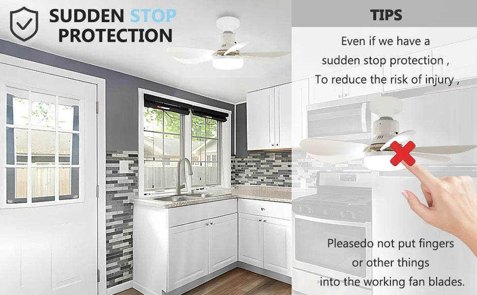 LED 40W Socket Ceiling Fan with Light, 20.5in Screw Ceiling Fans with Lights with Remote, For Bedroom/Garage/Kitchen