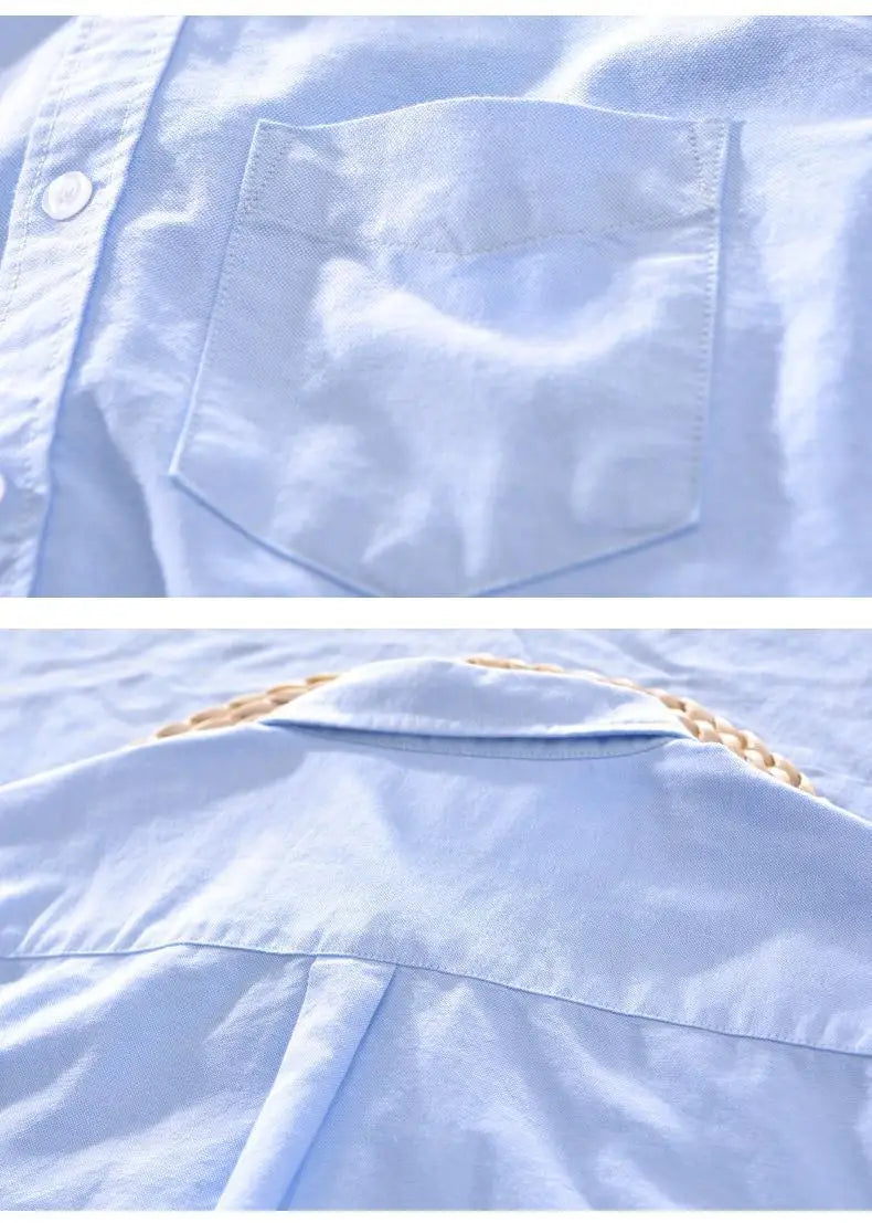 2024High-quality Men Solid Color Short-sleeve Shirts Made 100% Cotton, Suitable for Business  Casual Wear.M-3XL Loose Jacket