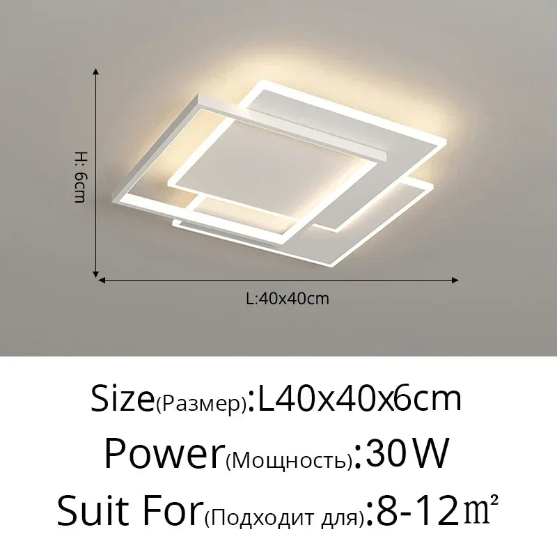 Modern Round Square LED Chandelier Simple Dimming Ceiling Lamps for Living Dining Room Kitchen Bedroom Indoor Lighting Fixture