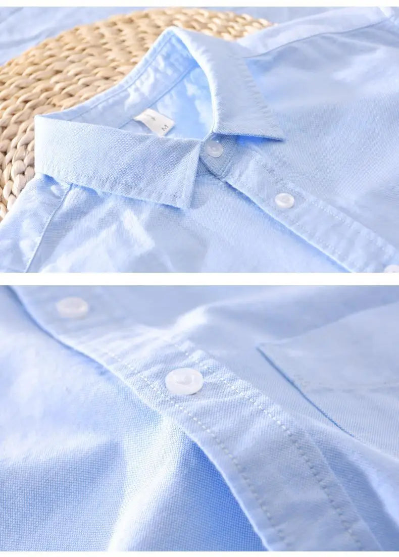 2024High-quality Men Solid Color Short-sleeve Shirts Made 100% Cotton, Suitable for Business  Casual Wear.M-3XL Loose Jacket