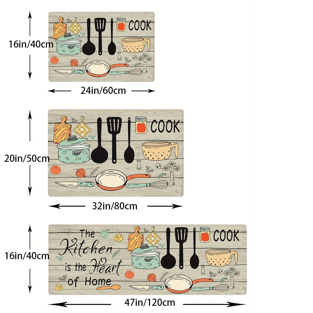 1PC, cartoon knife and fork kitchen waterproof door carpet mat, kitchen mat, can wash home decoration carpet mat