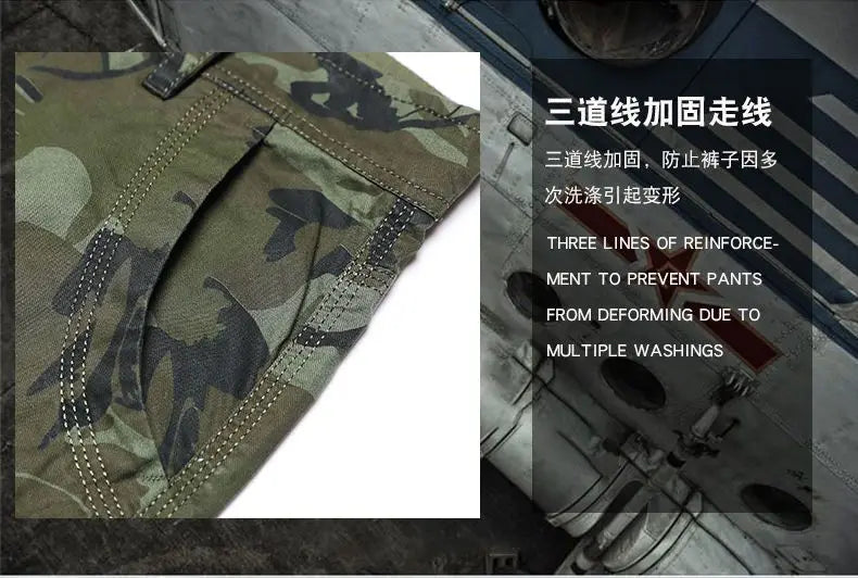 Military Men Camouflage Tactical Cargo Shorts Summer New Y2k Multiple Pockets Loose Big Size Outdoor Sports Knee Lenght Pants