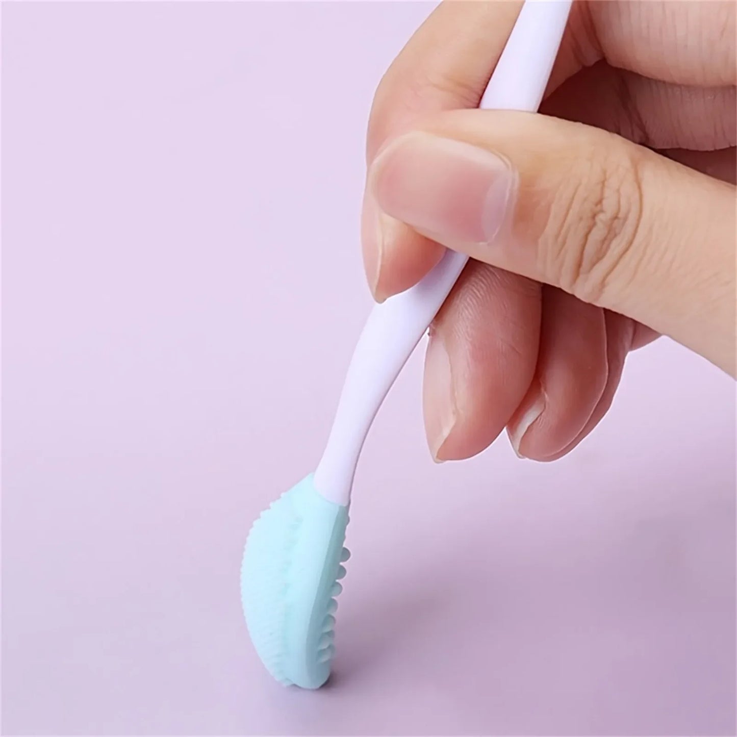 2pc Skin Care Lip Exfoliating Facial Cleansing Face Scrub Nose Clean Brush Blackhead Remove Silicone Double-Sided Skin Care Tool